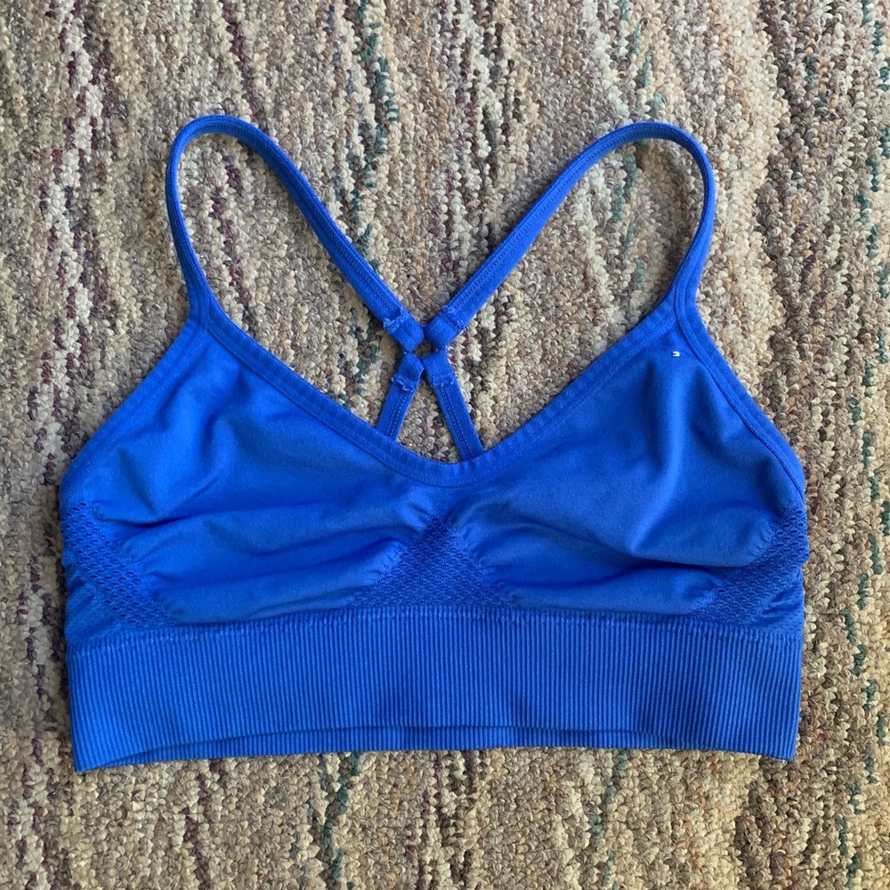 Blue strappy Nike sports bra